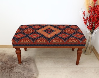Banco minimalista para recibidor, banco decorativo tapizado, banco decorativo turco, banco rústico para entrada, banco estilo boho, otomana decorativa