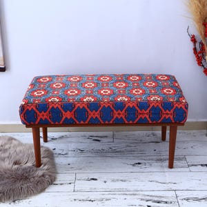 Wood Work Bench, Ottoman Bench, Handmade Furniture, Kitchen Chair, Piano Bench, Dining Bench, Sitting Bench, Turkish Rug Bench, Home Decor