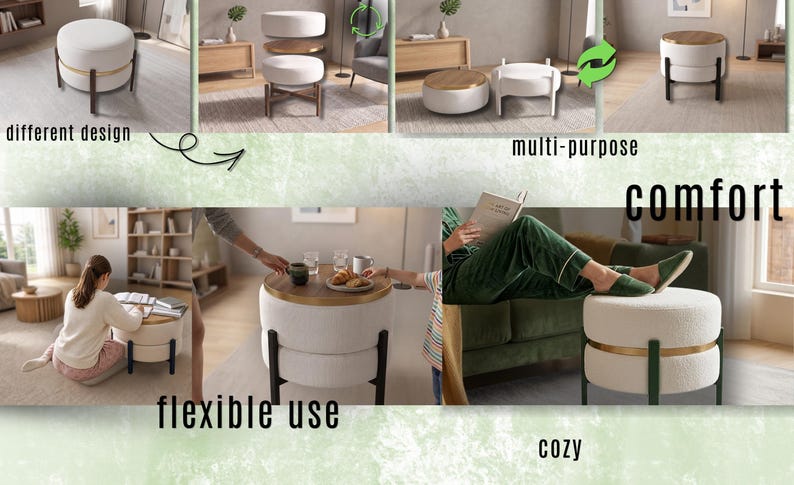 Versatile Table, Boho Side Table, Housewarming Gift, Convertible Ottoman image 13