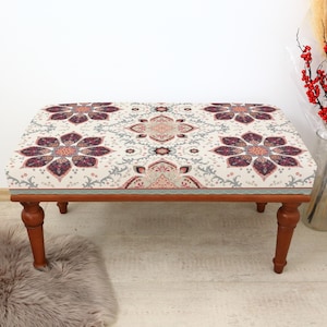 Dining Bench, Bohemian Bench Seat, Unique Handmade Wooden Bench, Make Up Bench, Upholstered Bench, Turkish Kilim Bench, Designer Piano Bench
