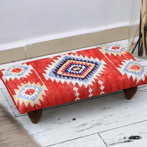 Upholstered footstool, Bed step stool, Bohemian stool, Fireside stool, Foot riser, Handmade furniture, Ottoman bench, Footrest stool