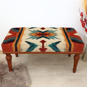 Handmade Furniture, Footstool Ottoman, Turkish Rug Bench, Upholstered Dining Bench, Bedroom Seat, Piano Bench, Kilim Rug Bench, Boho Decor