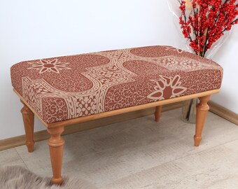 Vintage Rug Upholstered Bench, Bedroom Ottoman Bench, Ottoman Bench, Hallway Bench, Entryway Bench, Lounge Couch, Decorative Dining Bench