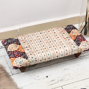 handmade stool, Shower stool, Bohemian stool, Bench with cushion, Fireside stool, Ottoman for chairs, Accent bench, Footstool bench,