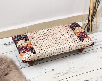 handgemachter Hocker, Duschhocker, Boho Hocker, Bank mit Kissen, Kaminhocker, Ottomane für Stühle, Akzentbank, Fußhocker Bank,