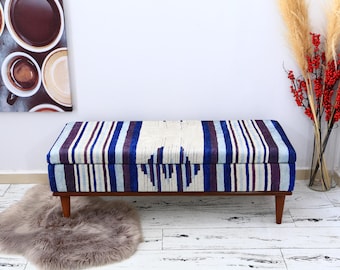 Handmade Furniture, Storage Bench, Storage Coffee Table, Entry Bench, Storage Chest, Vintage Stool, Upholstered Bench Storage,  White Bench