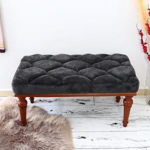 Black Bench, Ottoman Bench, Upholstered Bench, Turkish Rug Bench, Home Decor Bench, Handmade Bench,Ethnic Pattern Bench, Bench For Bedroom