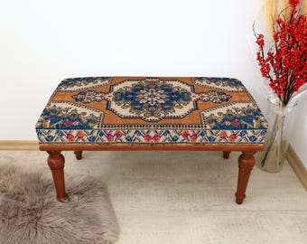 Handmade furniture, Ottoman bench, Vanity bench, Entryway bench, Bedroom bench, Wood work bench, Maximalist Bench, Blanket bench