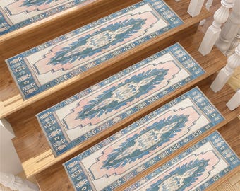stair tread runner, oushak runner rug, retro rug, washable rug, stairway rug, handmade runner, boho decor rug, staircases step mat
