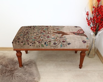 Banco turco Kilim, banco tapizado, banco otomano, banco hecho a mano, mesa de centro, banco de entrada, banco de dormitorio, muebles minimalistas