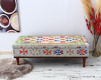 Handmade Furniture, Storage Bench, Storage Coffee Table, Entry Bench, Storage Chest, Vintage Stool, Upholstered Bench Storage,  White Bench