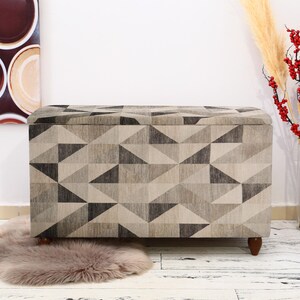 Authentic design bench, Upholstered truck, End of bed bench, Handmade ottoman storage, Hiding bench, Comfortable seat bench Beige Ottoman