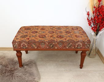 Rustic Boho Bench, Wooden Style, Bohemian Home Decor, Farmhouse Entry Bench, Charming Home Accent Piece for Your Entry, Lounge Couch