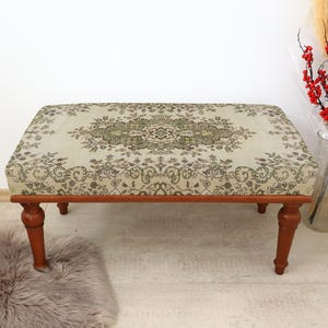 Kilim Pattern Bench, Coffee Bench, Ottoman Bench, Upholstered Bench, Turkish Rug Bench, Kilim Bench, Home Decor Bench, Handmade Bench