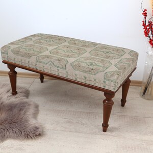 Handmade Furniture Piece, Unique Bench Design, Ottoman Decoration, Turkish Wooden Bench, Artisan Home Decor Furniture, Make Up Bench