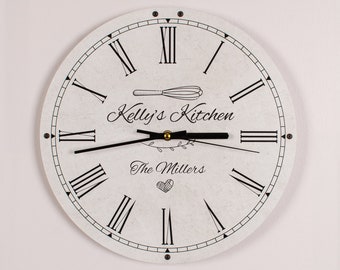 Personalized Metal Kitchen Wall Clock, Customized Gift Wall Clock, Gifts for Mom, Mother's Day Gift, Personalized Gifts, Gifts with Name,