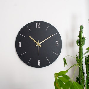 Black Modern Metal Wall Clock, large wall clock, wall clock modern, wall clock unique, wedding gift, wall art, room decor image 6