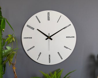 White Minimalist Wall Clock, large modern wall clock,  rustic wall clock, silent wall clock, black wall clock, christmas gift