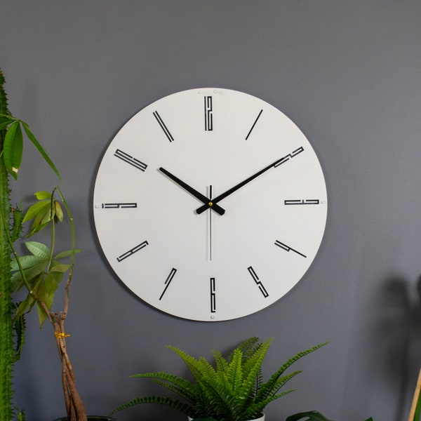 White Minimalist Wall Clock, large modern wall clock,  rustic wall clock, silent wall clock, black wall clock, christmas gift