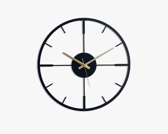 Black Minimalist Metal Wall Clock, Kitchen clock, farmhouse clock, livingroom clock, bedroom clock, housewarming gift, wedding gift,