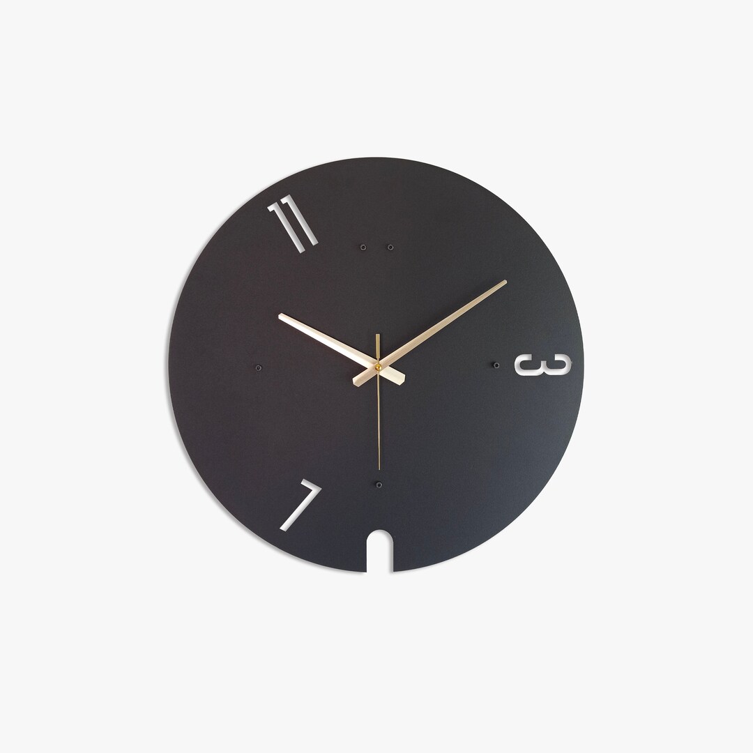 Black Modern Metal Wall Clock, Modern Wall Clock, Minimalist Wall Clock, Christmas Gift, Thank
