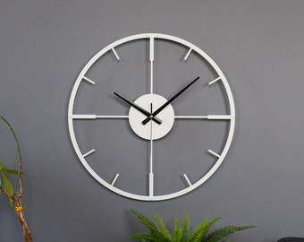 White Minimalist Metal Wall Clock, Kitchen clock, farmhouse clock, livingroom clock, bedroom clock, housewarming gift, wedding gift,