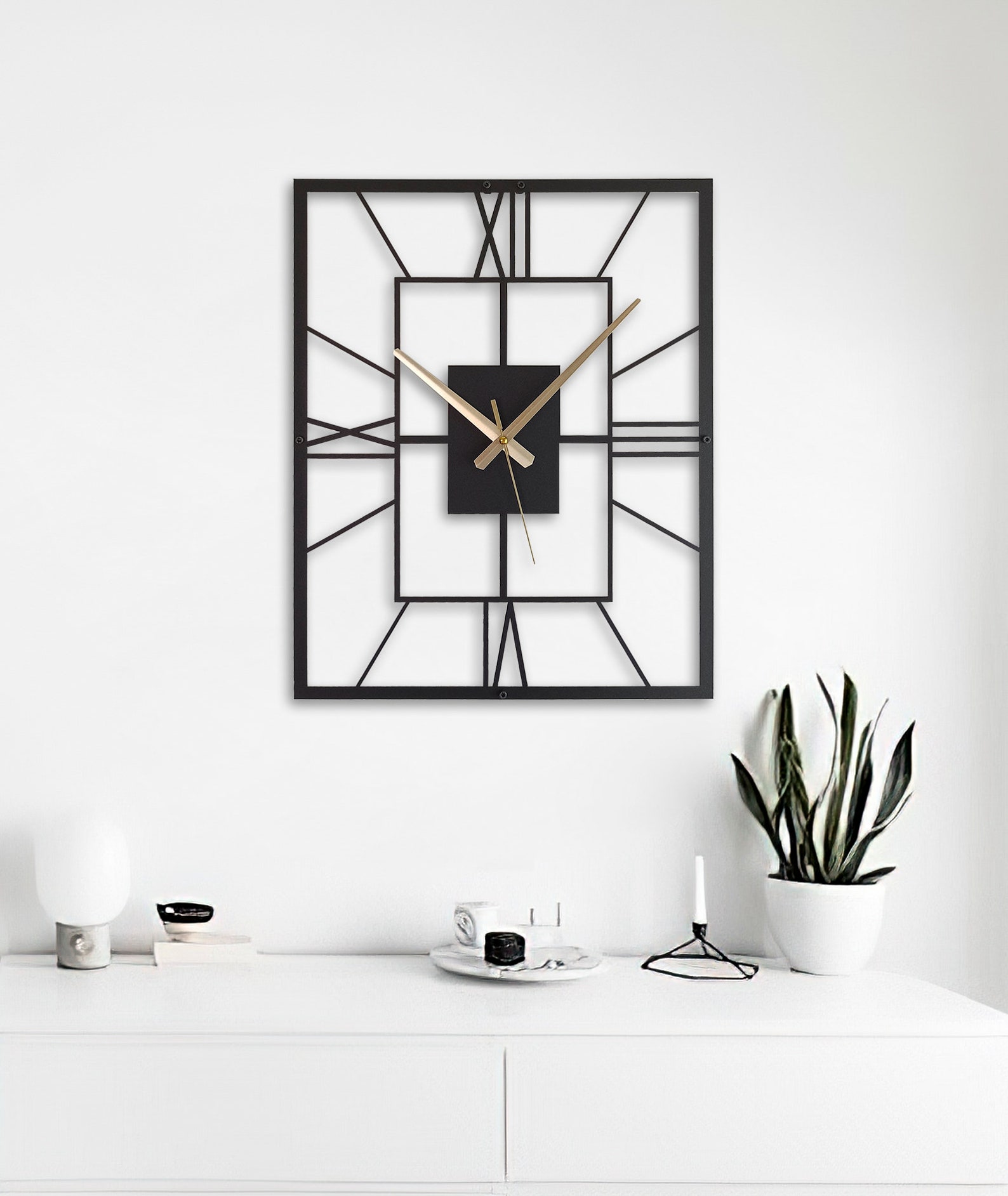 Black Roman Metal Wall Clock Rustic Wall Clock Silent Wall Etsy