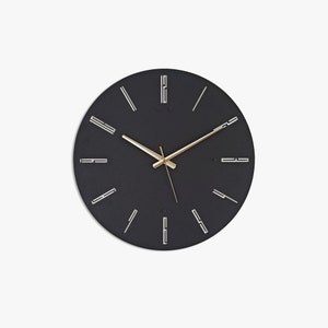 Black Minimalist Wall Clock, large modern wall clock,  rustic wall clock, silent wall clock, black wall clock, christmas gift