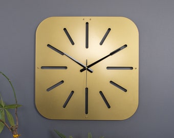 Gold Minimalist Metal Wall Clock, modern wall clock, rectangle wall clock, retro wall clock, minimalist wall clock, housewarming gift