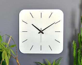 White Minimalist Metal Wall Clock, Kitchen clock, farmhouse clock, livingroom clock, bedroom clock, housewarming gift, wedding gift,