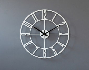 White Modern Metal Wall Clock, large wall clock, wall clock modern, wall clock unique, wedding gift, wall art, room decor
