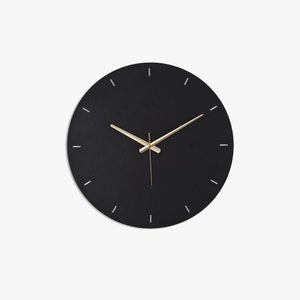 Black Minimalist Wall Clock, large modern wall clock,  rustic wall clock, silent wall clock, black wall clock, christmas gift
