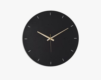 Black Minimalist Wall Clock, large modern wall clock,  rustic wall clock, silent wall clock, black wall clock, christmas gift