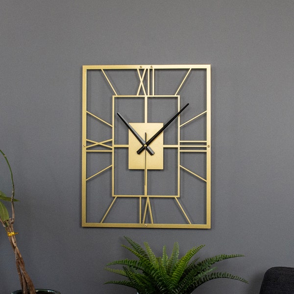 Gold Roman Metal Wall Clock, rustic wall clock, silent wall clock, black wall clock, gift for dad, gift for husband, bedroom wall decor