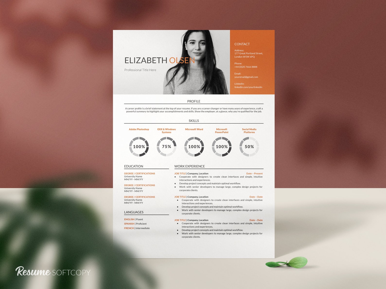 Resume Template With Photo Professional - Il 1588xN.4114005748 Al28 