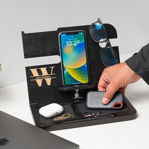 Personalized Birch Plywood Docking Station: Husband Birthday Gift