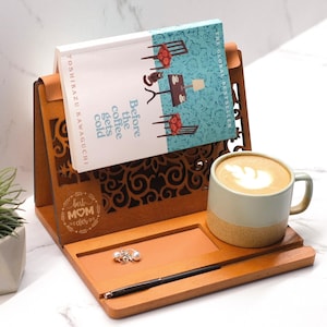 Wooden Book Stand Page Holder, Personalized Book Holder Stand for Dad, Custom Book Rest, Engraved Book Lover Gift, Book Valet Wood