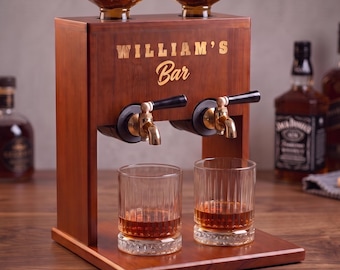 Wedding Gift, Personalized Wooden Whiskey Decanter, Liquor Dispenser, Engagement Gift, Newlywed Gift, Couple First Christmas Gift Idea