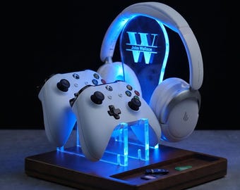 Personalized PS5 and Xbox Controller and Headphone Stand, Graduation Gift for Him, Gamer Room Decor, Headset Stand, Boyfriend Gift Teen Gift