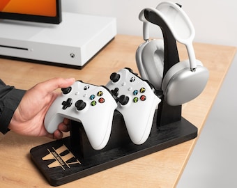 Personalized Controller Stand, Headphone Holder, Boyfriend Birthday Gift, Husband Anniversary Gift, Brother Gift from Sister, Man Gifts