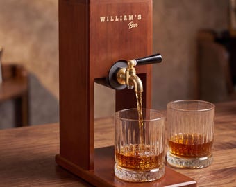 Personalized Engraving Name Wooden Whiskey Dispenser, Stylish Bourbon Dispenser for Home Bar Pub Decor, Beverage Decanter, Gift for Him