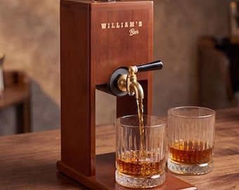 Personalized Wood Liquor Dispenser, Housewarming Gift, Personalized Dispenser, Gift for Dad, Gift for Couples, Bourbon Decanter