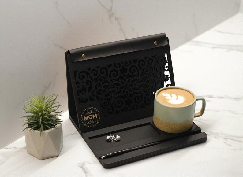 Custom Wooden Book Stand: Mug & Glasses Holder, Book Lover Gift Wenge
