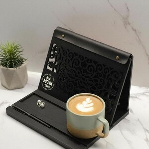 Custom Wooden Book Stand: Mug & Glasses Holder, Book Lover Gift image 13