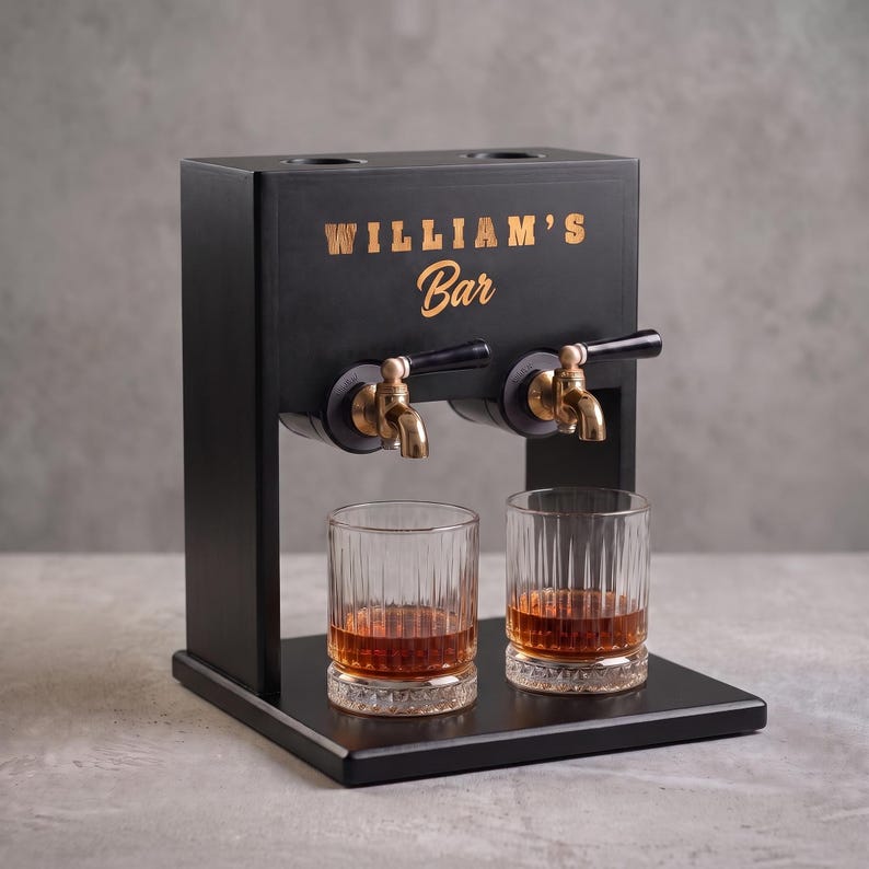 Personalized Wood Liquor Dispenser, Housewarming Gift, Personalized Dispenser, Gift for Dad, Gift for Couples, Bourbon Decanter image 13