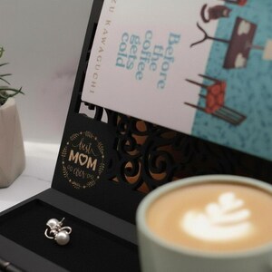 Custom Wooden Book Stand: Mug & Glasses Holder, Book Lover Gift image 5