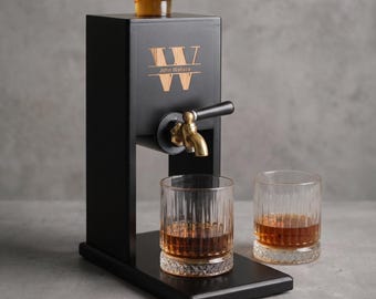 Custom Engraved Whiskey Dispenser, Rustic Home Bar Decor, Gift for Dad