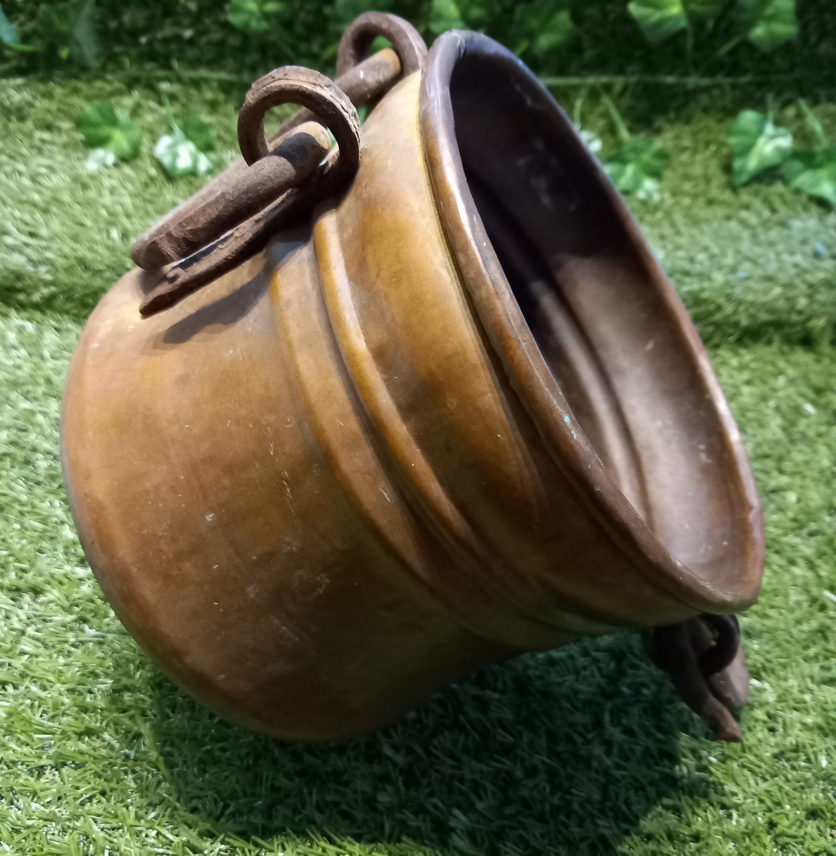 Vintage Copper Cauldron With Iron Handles Etsy