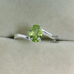 Natural Green Peridot Ring - Handmade Solid 925 Sterling Silver Ring - August Birthstone Peridot Ring - Personalized Ring, Gift For Her