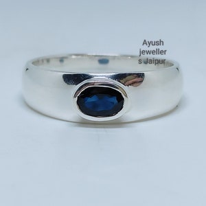 Sterling Silver Ring: Natural Blue Sapphire, September Birthstone